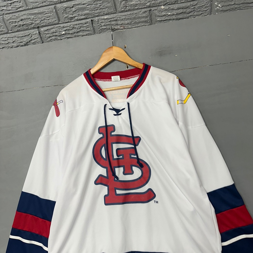 MLB St Louis Cardinals Hockey Style Jersey White Red XL Bally Sports Midwest